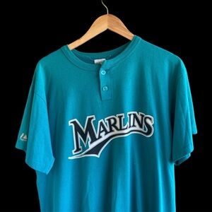 Vintage 90s Florida Marlins MLB baseball Hanley shirt VTG Tee Miami Majestic L